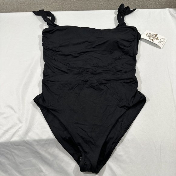 NWT Becca [ Large ] Emma Color‎ Code Solid Tie Shoulder One Piece Swimsuit #5667 - Picture 3 of 13
